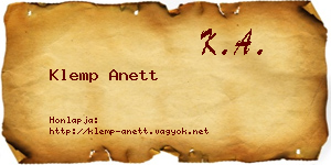 Klemp Anett névjegykártya